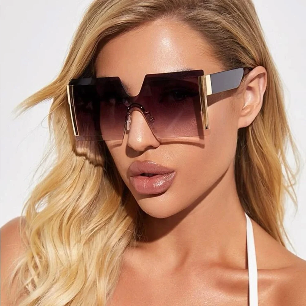 Rimless Purple Square Sunglasses NEW